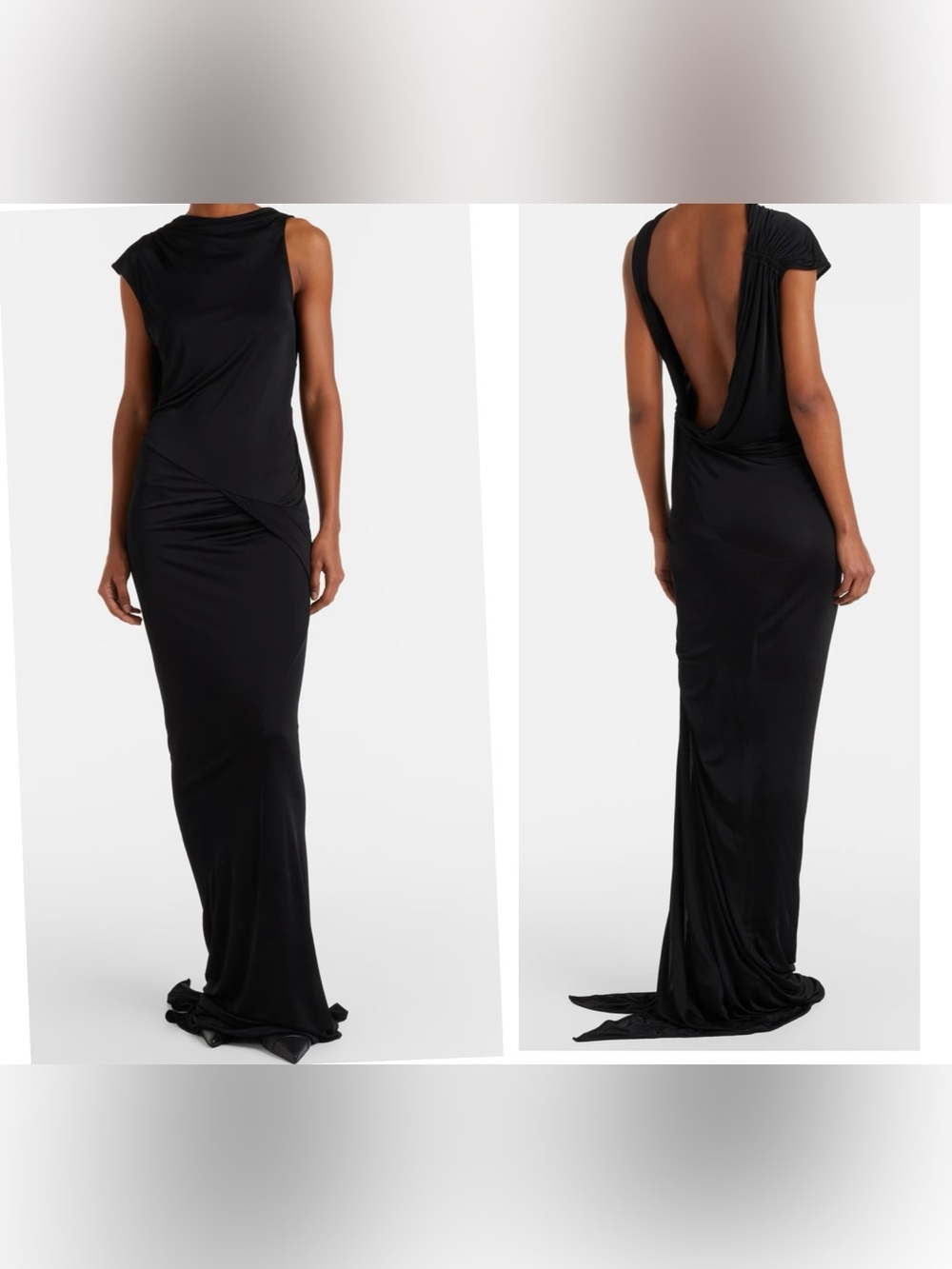 Rick Owens Lilies Shailee Draped Dress Gown Black Avant Garde Draped Size US 2